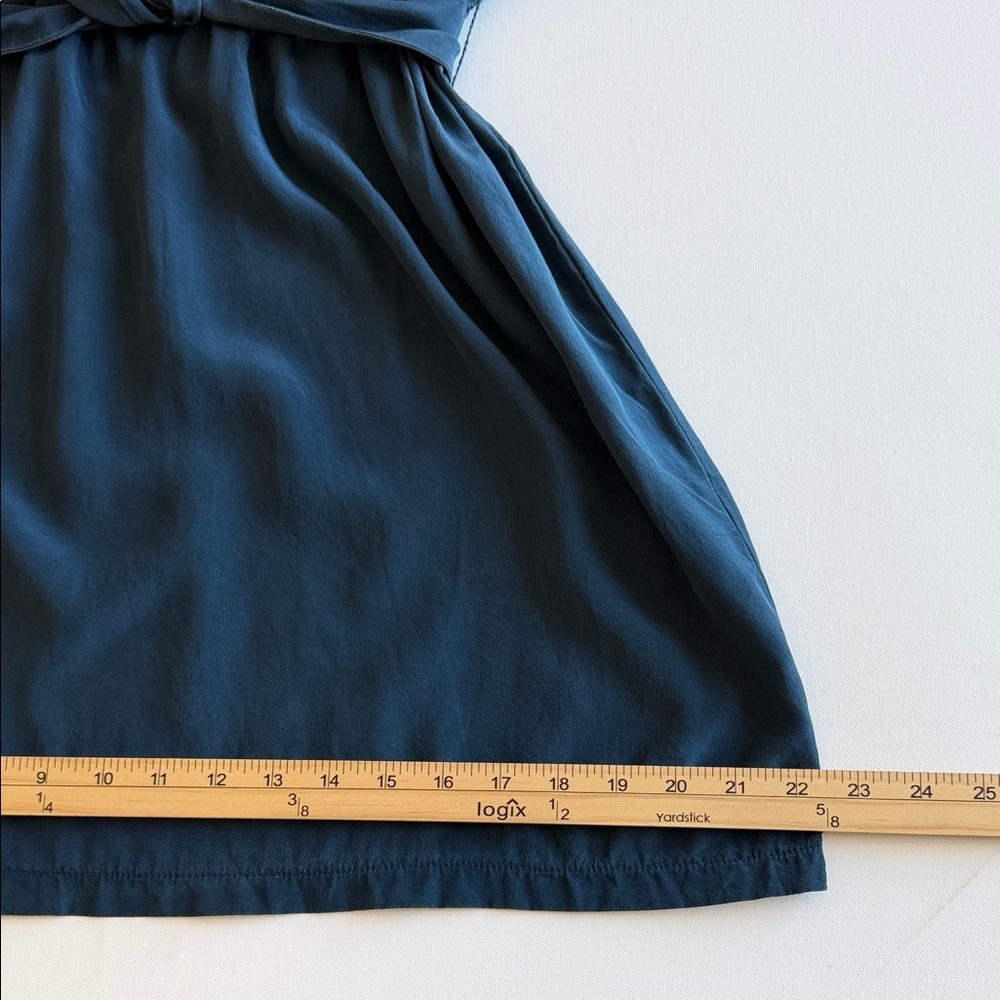 Suzi Chin for Maggy Boutique 100% Silk Navy Mini Dress with Tie Waist - Picture 13 of 13